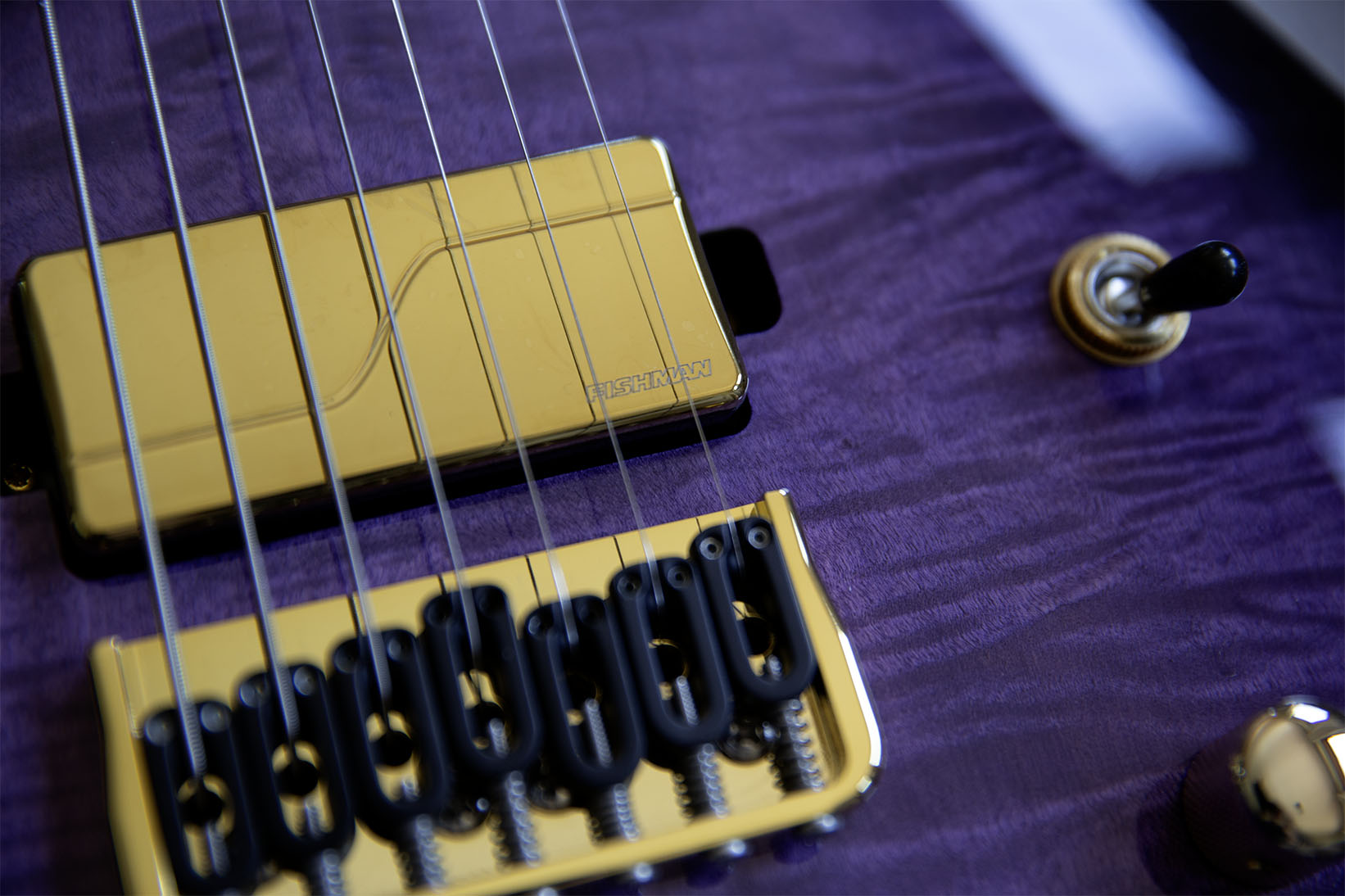 Elite 7 Fluence Gold — bridge and bridge pickup detail